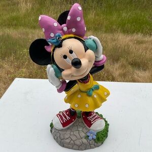 “New” Disney’s Minnie Mouse Resin Figurine -Yellow Polka Dot Dress/Pink Bow Tie